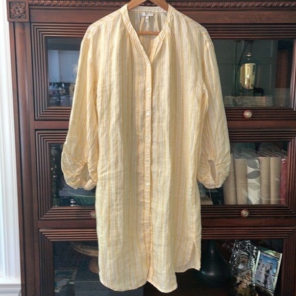 Joie Linen Yellow Stripe Beatrissa Shirt Dress - Picture 4 of 13